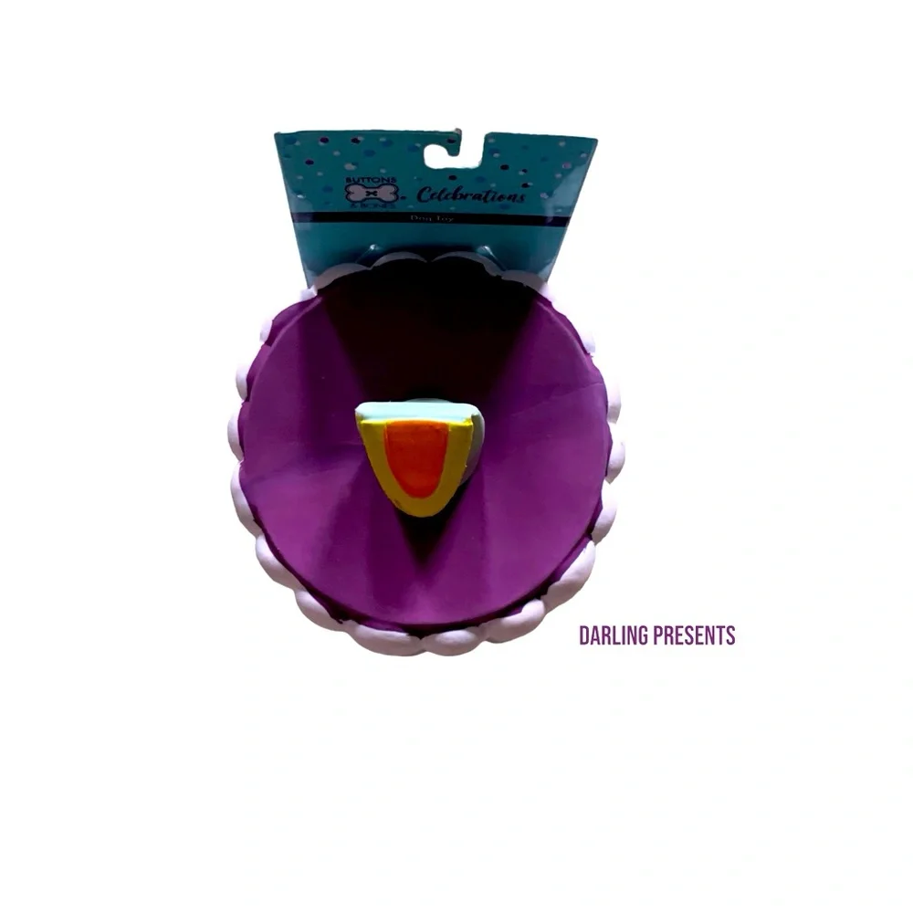 Buttons & Bones Celebration Cake Dog Toy Color Purple